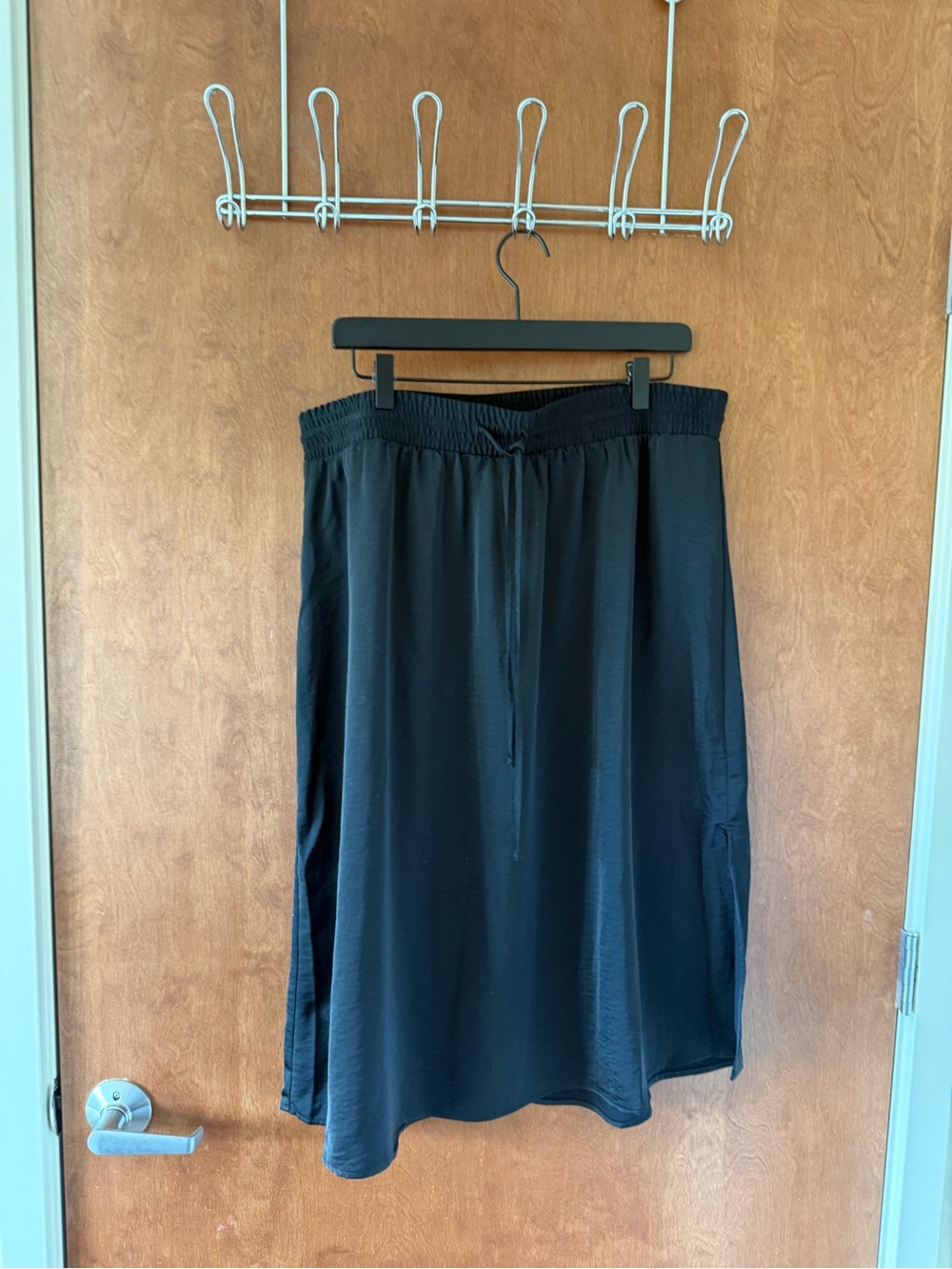 a new day Black Midi A-Line Skirt with Drawstring Waist